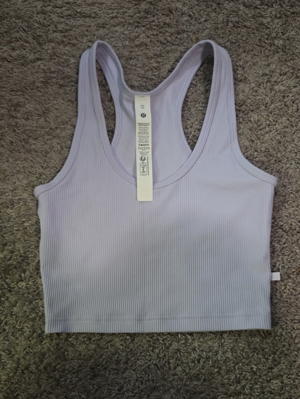 lululemon light lavender ribbed workout tank